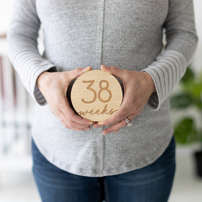 wooden pregnancy photo cards