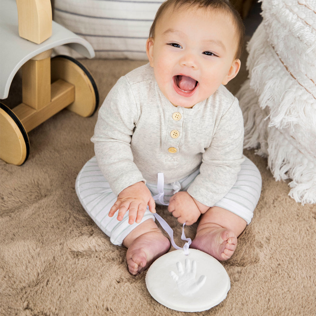 A baby with the keepsake.